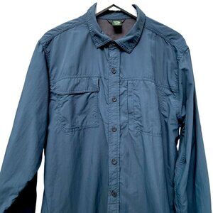 EMS Eastern Mountain Sports Mens Utility Shirt Large Teal Blue Nylon Mesh Hiking